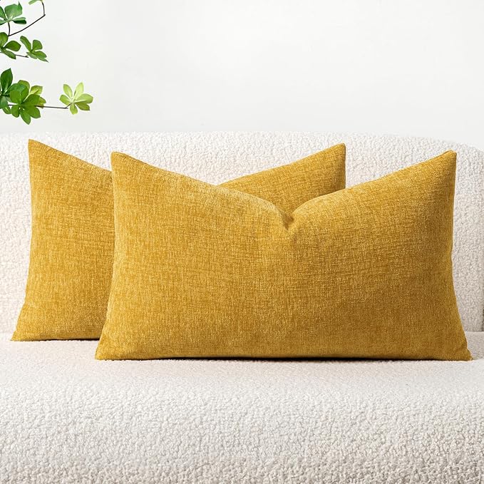 MIULEE Pack of 2 Mustard Yellow Throw Pillow Covers 12x20 Inch Soft Spring by MIULEE