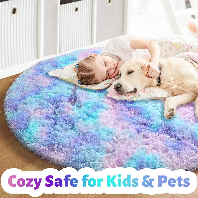 Amdrebio Purple Rainbow Round Rug 4Ft - Image 3