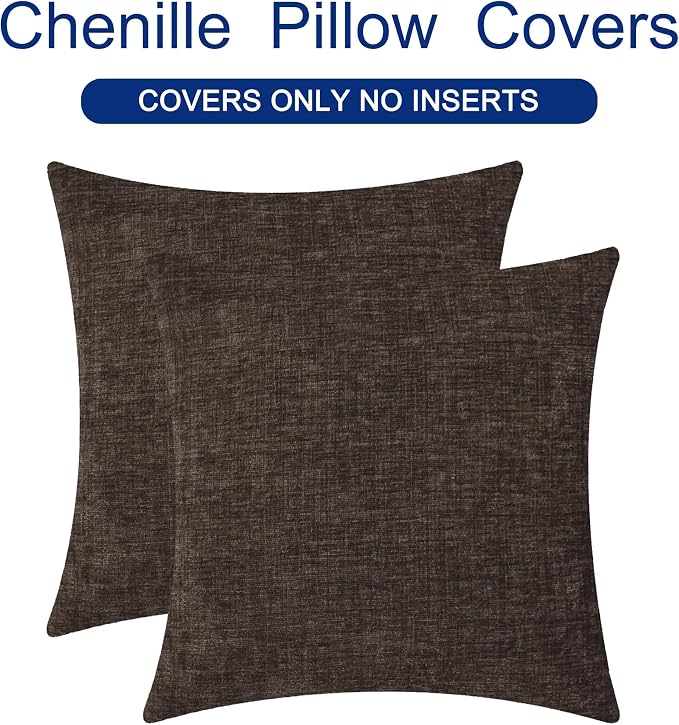 CaliTime Throw Pillow Covers Decorative 22 X 22 Inches Pack of 2 Cozy Chenille - Image 6