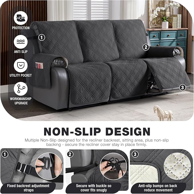 TAOCOCO 100% Waterproof Recliner Sofa Cover, Non Slip Split Couch Covers - Image 4
