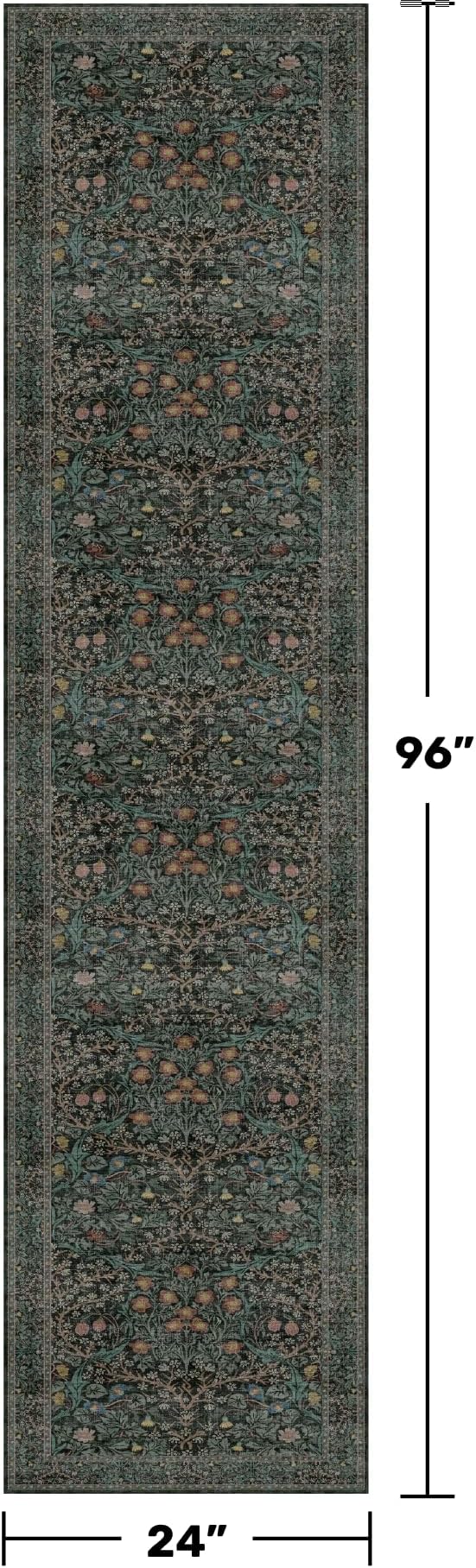 Dark Green 2 x 8 Runners for Hallways, 8ft Long Floor Runner for Kitchen - Image 2