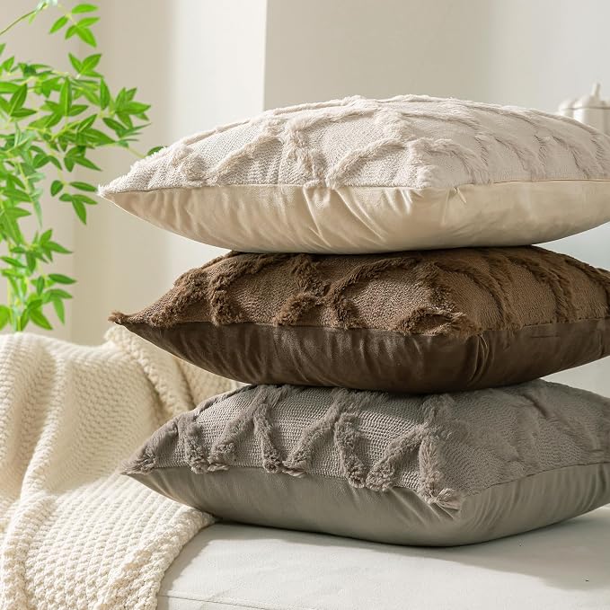 Set of 2 Soft Moroccan Throw Pillow Covers 20x20 Inch Plush Boho Decorative - Image 6
