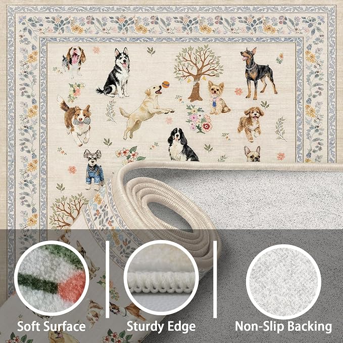Beige Area Rug 8x10 for Living Room Bedroom | Stain Resistant; Soft; Non - Image 7