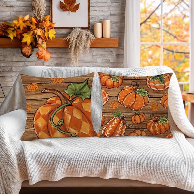 Fall Decorations for Home, Fall Pillow Covers 18 x 18 Inch Autumn Thankful - Image 2