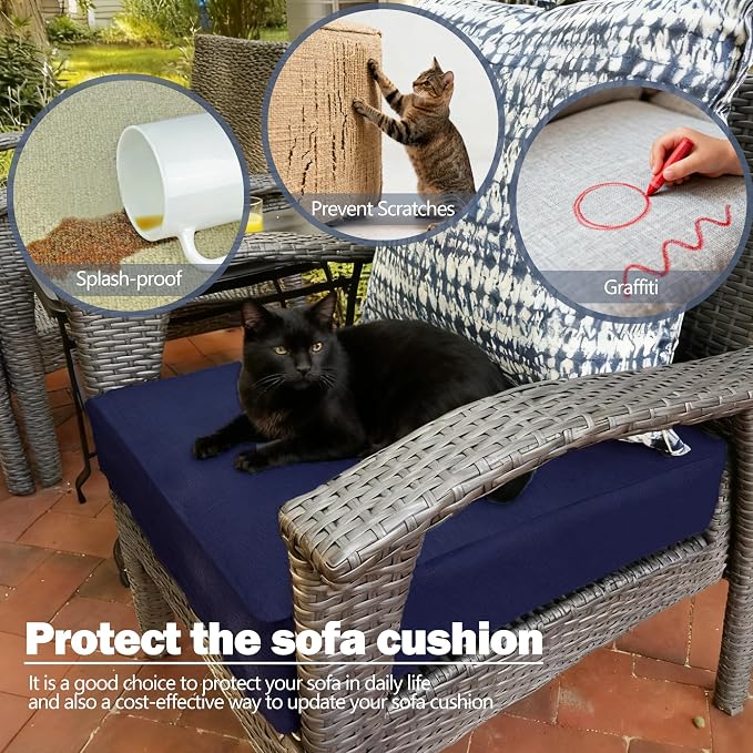 Sqodok Patio Cushion Cover 24x24 inch, Outdoor Seat Cushion Slip Cover - Image 6