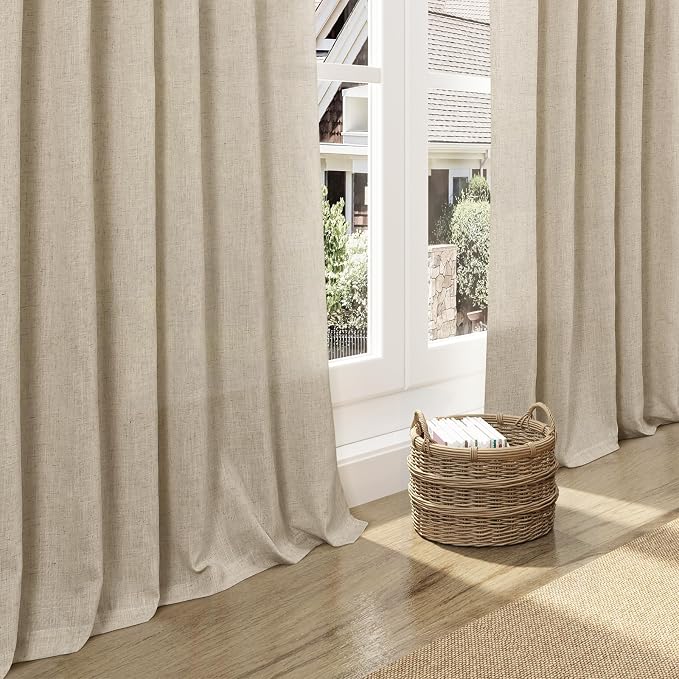 Eggshell Beige Linen Curtains for Living Room 126 Inches Long Light Filtering - Image 5