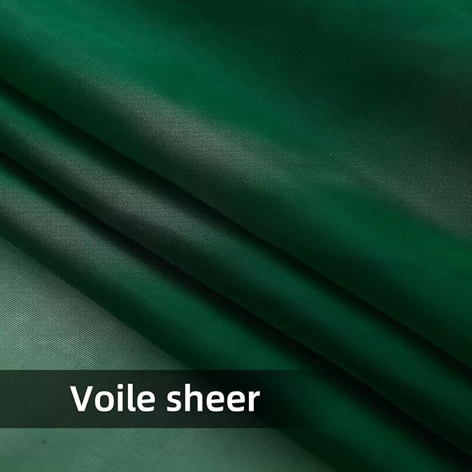 youleyar Solid Sheer Rod Pocket Curtain Voile Draperies 2 Panels White Beige - Image 3