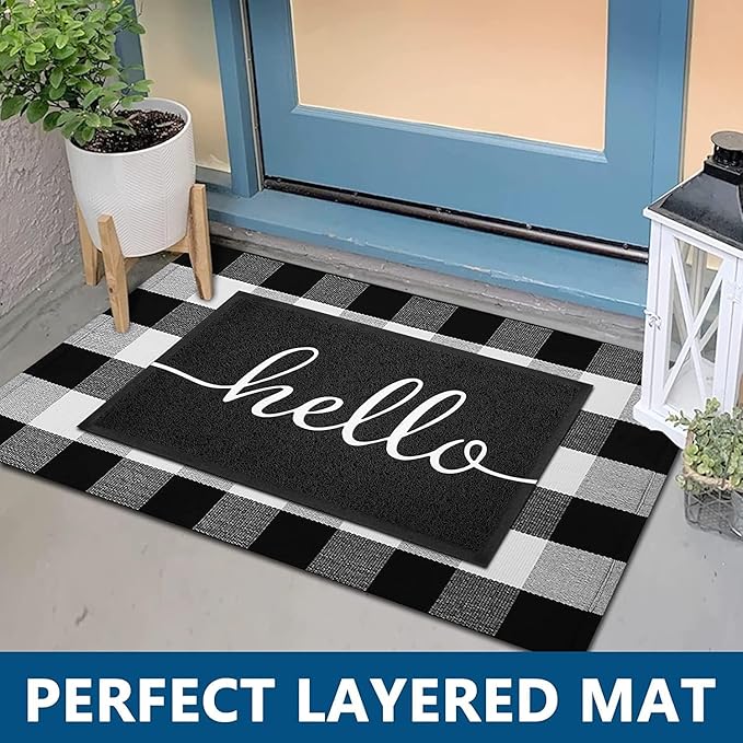 EARTHALL Door Mat 2-Pack Outside Inside Hello Doormat 30"x17.5" Durable Floor - Image 3