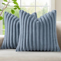 decorUhome Fall Faux Fur Throw Pillow Covers 26x26 Set of 2 Grey Blue | by decorUhome