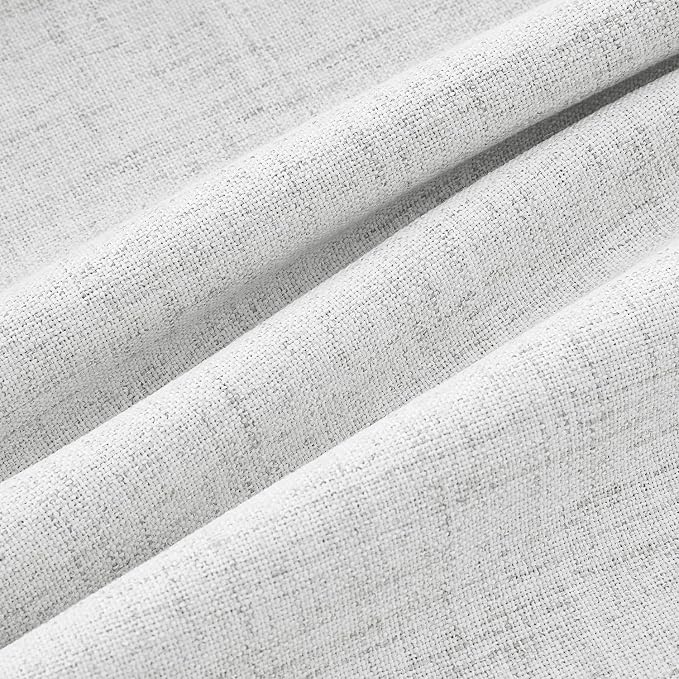 MIULEE 100% Blackout Linen Curtains 42 x 84 Inch Heathered White 2 Panels | - Image 9