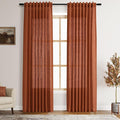 Nanspring Terracotta Linen Curtains 84 Inches Long 2 Panel Set Back Tab Boho by Nanspring