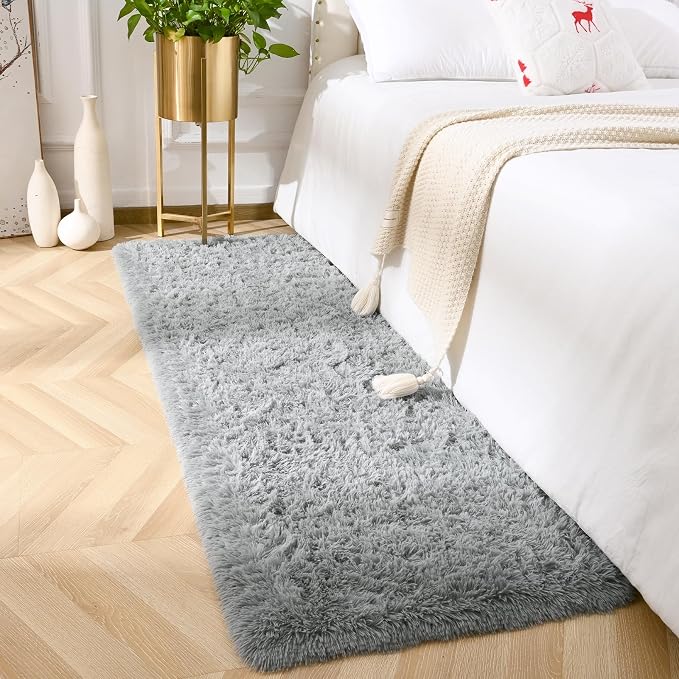 Amearea Shag Fluffy Runner Rug for Bedroom Girls Living Room, 2x6 Feet Extra - Image 3