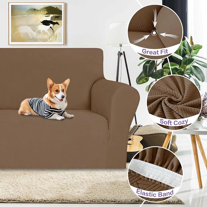 ZNSAYOTX Super Stretch Loveseat Covers, New Striped Love Seat Slipcover - Image 4