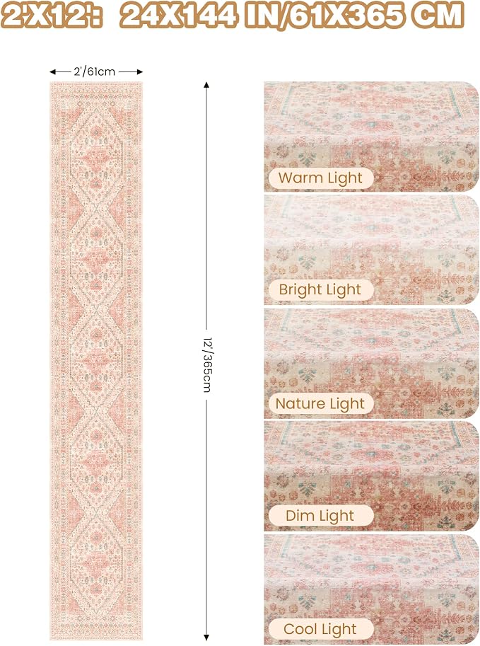 Hallway Runner Rug 2x12, Extra Long Washable Runner Rugs - Image 2