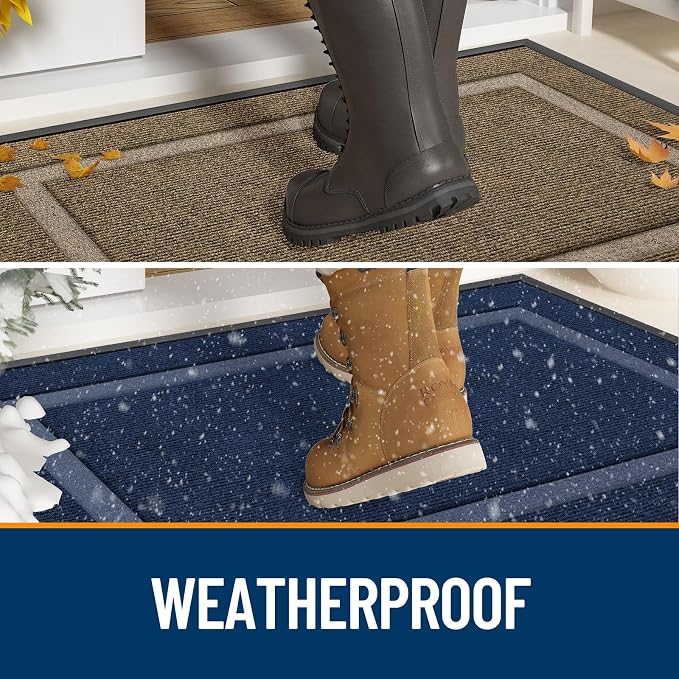 OLANLY Front Door Mat Outside 59x23, All-Season Heavy-Duty Rubber Doormat | Jet - Image 2