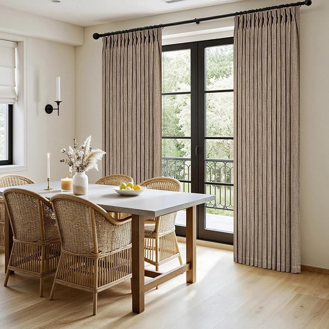 MIULEE Pinch Pleated Thick Linen Curtains 84 Inches Long 2 Panels - Image 3