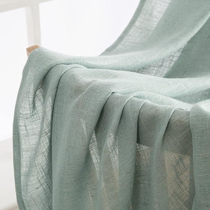 MIULEE Sea Green Linen Curtains 96 Inch Long - Image 6