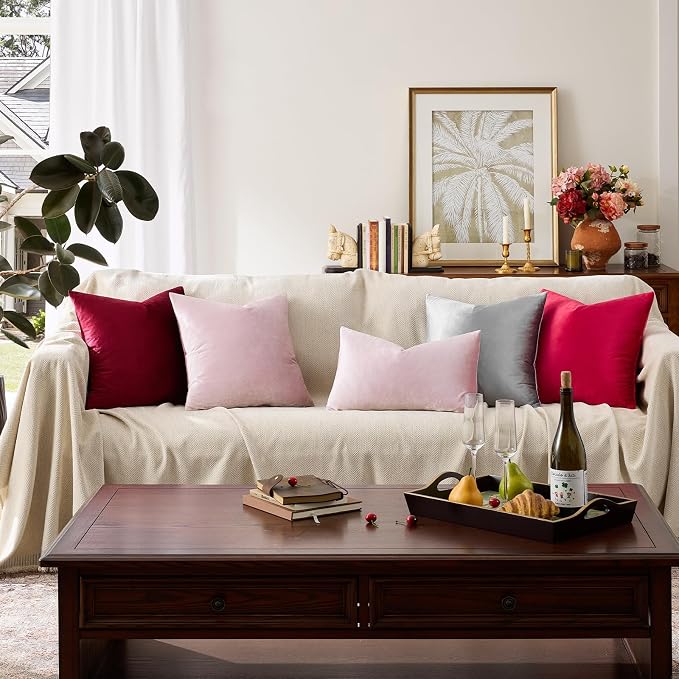 GIGIZAZA Decorative Couch Throw Pillow Cover, Square Sofa Velvet Throw Cushions - Image 4