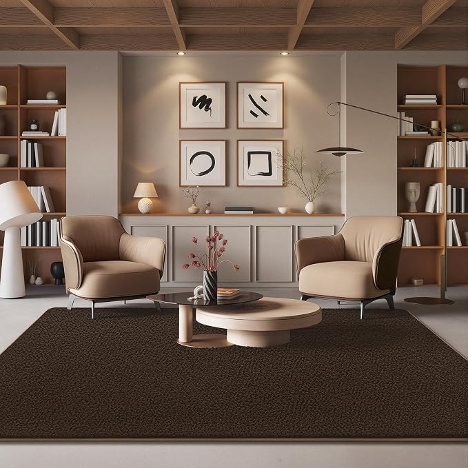 5x7 Area Rugs for Living Room Non Slip Dorm Bedroom Rug, Coffee | Modern Area - Image 6
