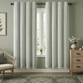 Boho Blackout Curtains 90 Inches Long Sage Green Linen Blend 2 Panels by Unknown