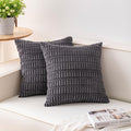 Pack of 2 Corduroy Decorative Throw Pillow Covers 20x20 InchSoft Striped Pillow by Unknown