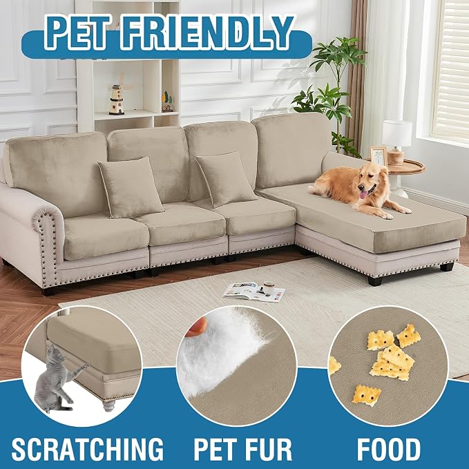 Couch Cover Stretch Velvet Sofa Cushion Cover 1-Piece - Image 3