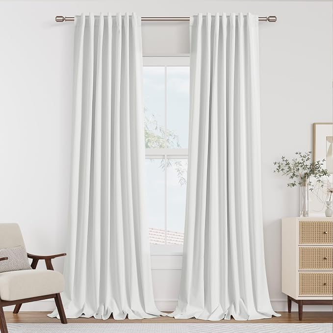 Guken Off White 100% Blackout Curtains 108 Inch Length 2 Panels Set by Guken