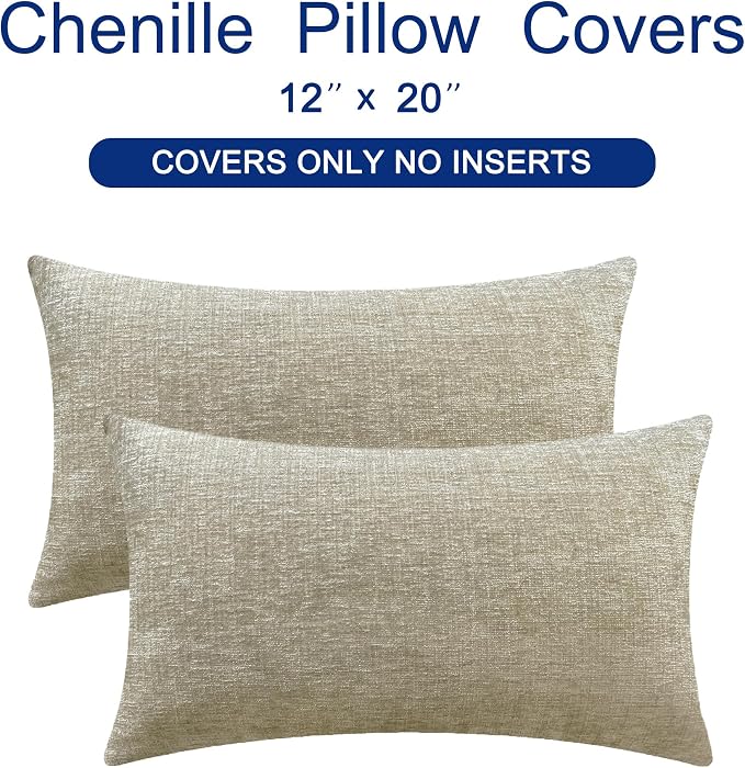 CaliTime Throw Pillow Covers Decorative 12 X 20 Inches Pack of 2 Cozy Chenille - Image 6