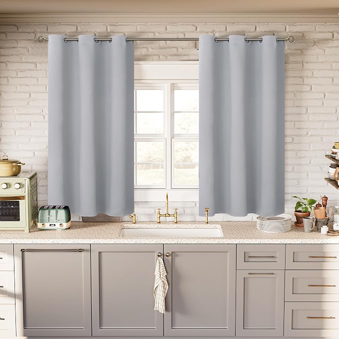 BGment Light Grey Short Blackout Curtains - Image 2