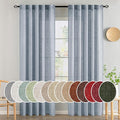 MIULEE Chambray Blue Linen Curtains 90 Inch Long 2 Panels by MIULEE