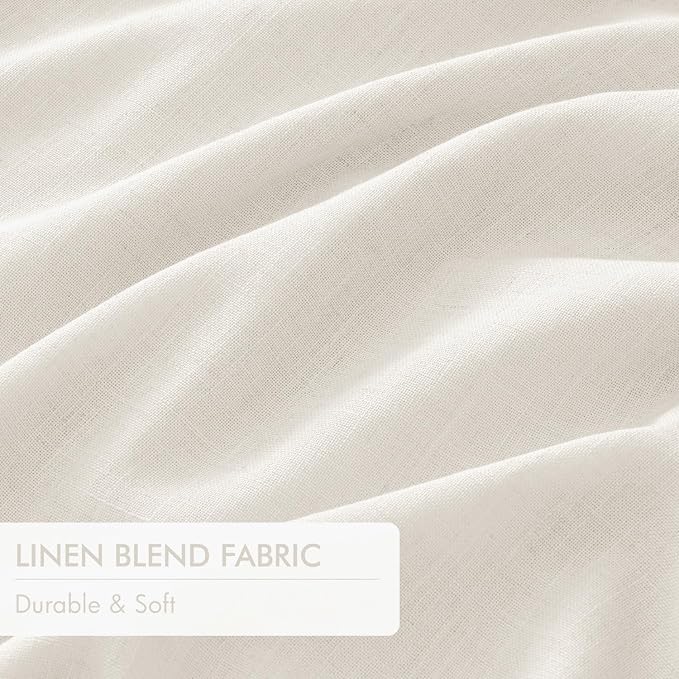 MIULEE Beige White Pinch Pleated 100% Blackout Linen Curtains 40x90 Inches | - Image 6