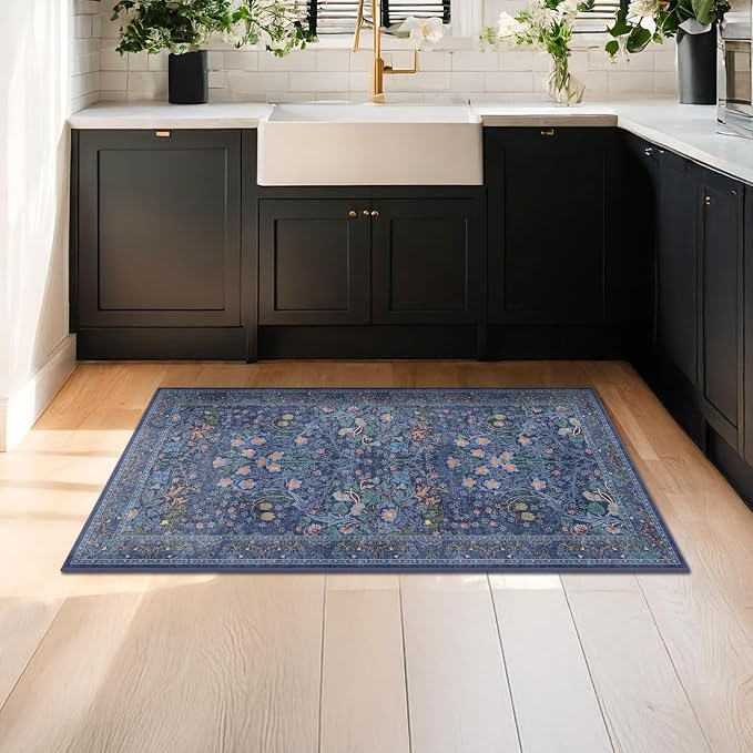 Dark Blue Washable 2x4 Entry Rug - Image 3