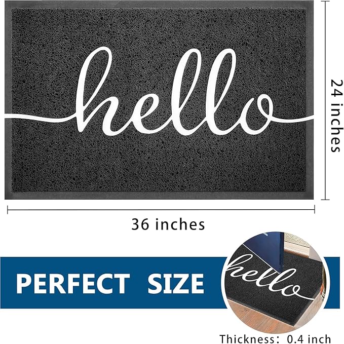 EARTHALL Door Mat Outside Inside Hello Doormat, Durable Floor Mat Non Slip Mat - Image 2
