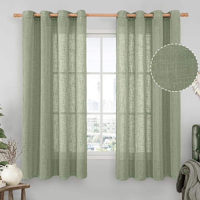 LAMIT Sheer Linen Curtains 63 inches Long by LAMIT