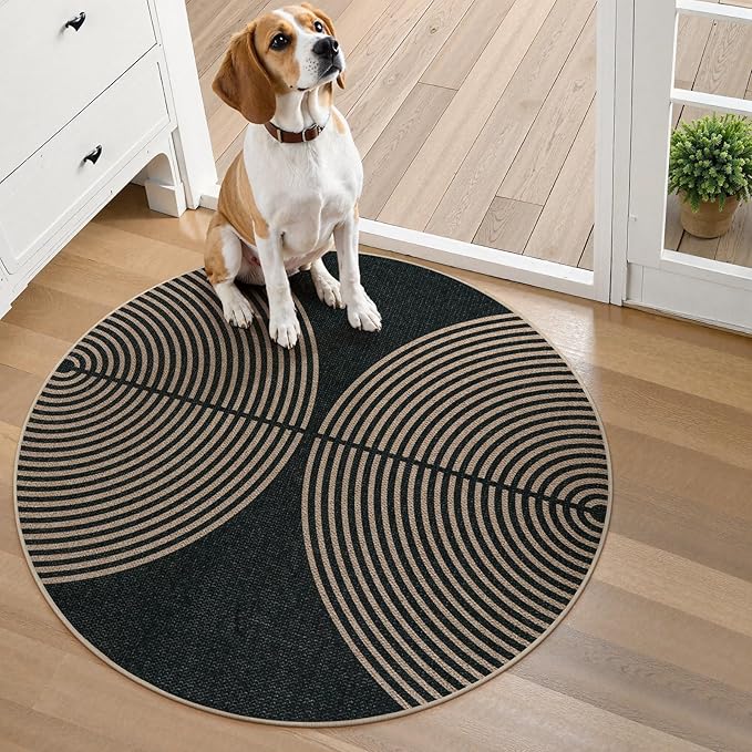 Lahome Enfys Modern Rainbow Round Washable Rug, 3ft Circular Indoor Outdoor - Image 5