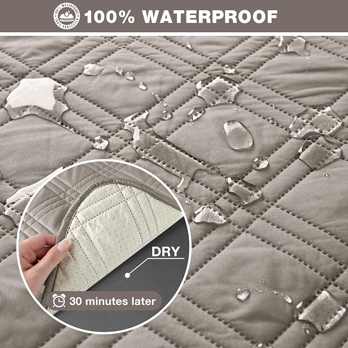 TAOCOCO 100% Waterproof Loveseat Recliner Cover, Non Slip Split Recliner Couch - Image 3