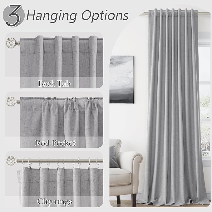 Guken Grey 100% Blackout Curtains 84 Inch Length 2 Panels Set - Image 6