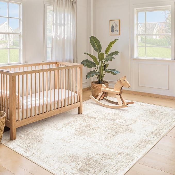 Area Rug 3x5 Washable Rug, Vintage Boho Medallion Entryway Rug Non-Slip Soft - Image 3