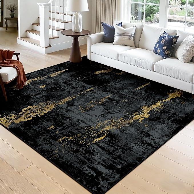 Washable Area Rugs Square 8ft Non-Slip Modern Abstract Soft by RELEANY