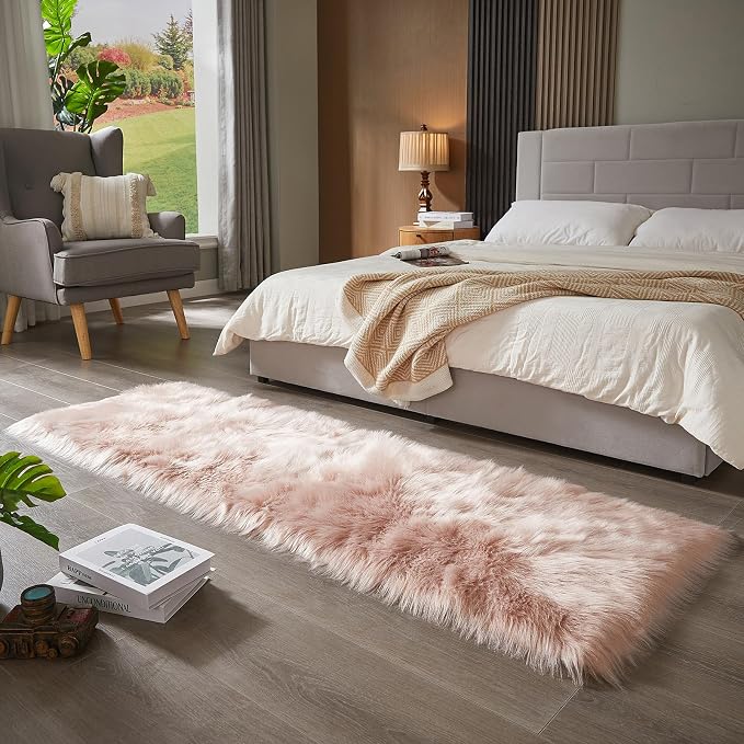 AMTOVO Faux Fur Rug, 2 x 6 ft Runner Area Rugs - Image 3