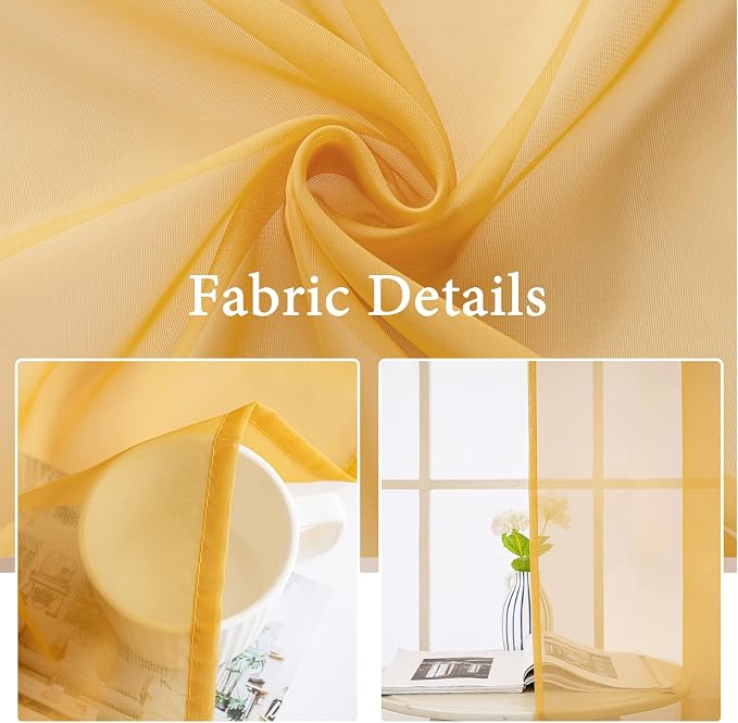 MIULEE 2 Panels Solid Color Sheer Window Curtains Elegant Window Voile Fall - Image 3