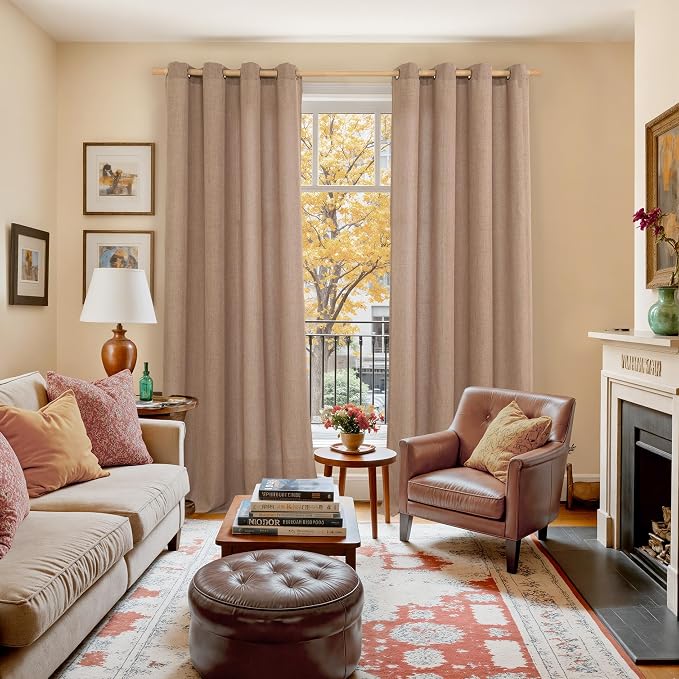 Extra Long Linen Semi Sheer Curtains 102 Inch Length - Image 3