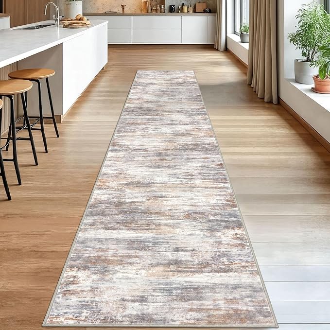KOZYFLY Modern Abstract Washable Rug Runner 2.6x14 Hallway Rug Runner Non-Slip - Image 3