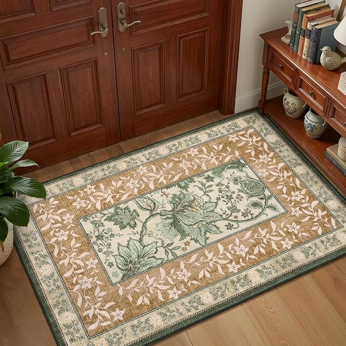 GarveeHome Terracotta Olive Sage Green 2x6 Washable Kitchen Runner Rugs Non - Image 4