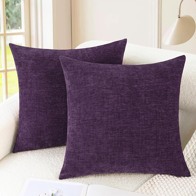 CaliTime Throw Pillow Covers Decorative 18 X 18 Inches Pack of 2 Cozy Chenille by CaliTime