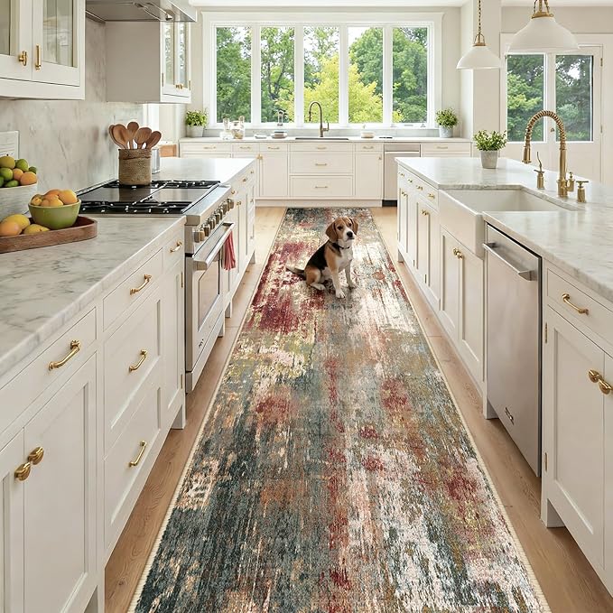 Washable Area Rugs 3x12 Non-Slip Modern Abstract Soft by RELEANY