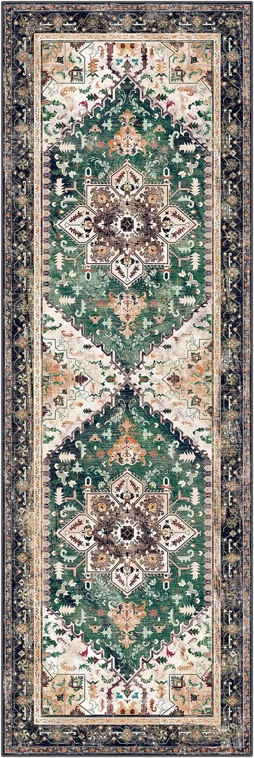 Yamaziot Washable Runner Rug, 2x6 Non-Slip Boho Vintage Hallway Rug Runner - Image 2