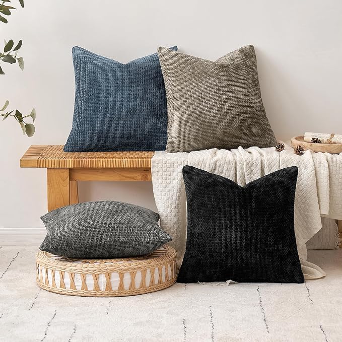 MIULEE Decorative Couch Throw Pillow Covers 18x18 Inch Navy Blue 2 Pack | - Image 4