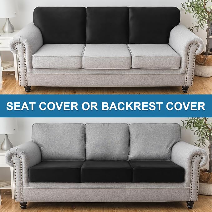 Couch Cover Stretch Velvet Sofa Cushion Cover 3-Piece - Image 8