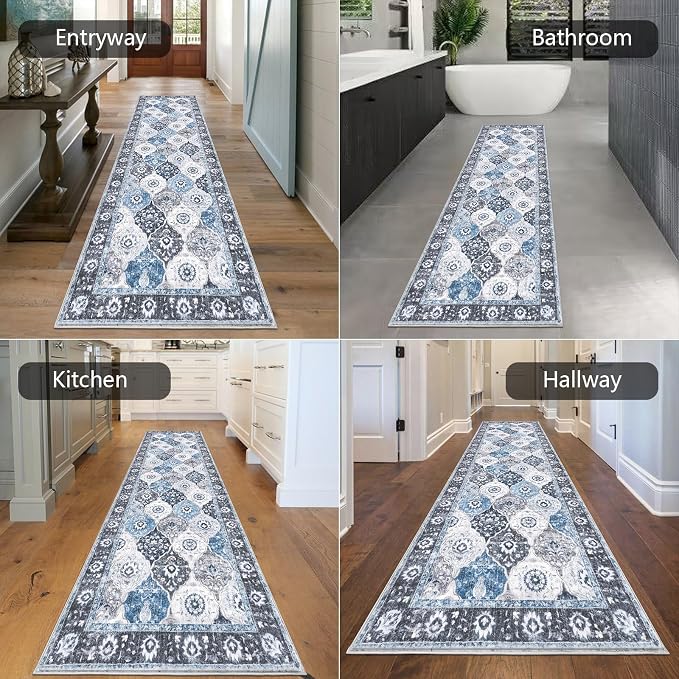 HEBE Hallway Runner Rug 2'8”x8' Washable Vintage Distressed Area Rugs Non Slip - Image 6